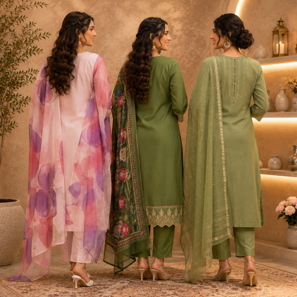 3 Combo Kurta Sets With Dupatta + Bottom (A9)