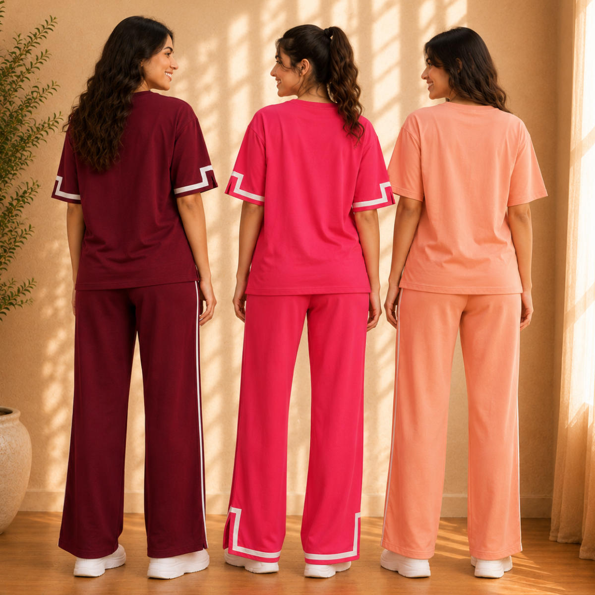 3 Women's Relaxed Fit T-Shirt with Trouser ( C-09 )