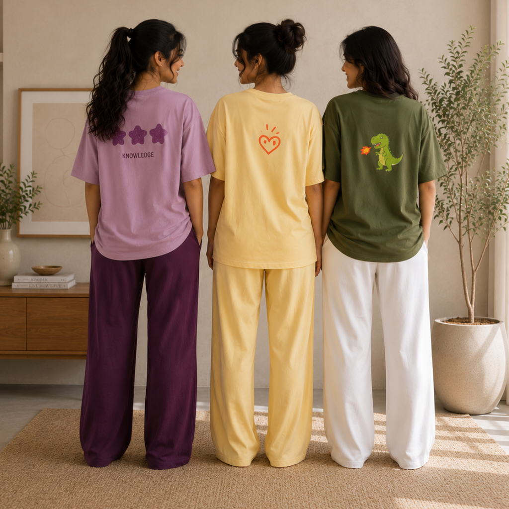 3 Sets Women's T-Shirts With Trousers (K-9)