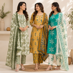 Women's Printed Kurta Set with Dupatta ( D10 )