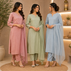 3 Combo Kurta Sets With Dupatta + Bottom (A10)