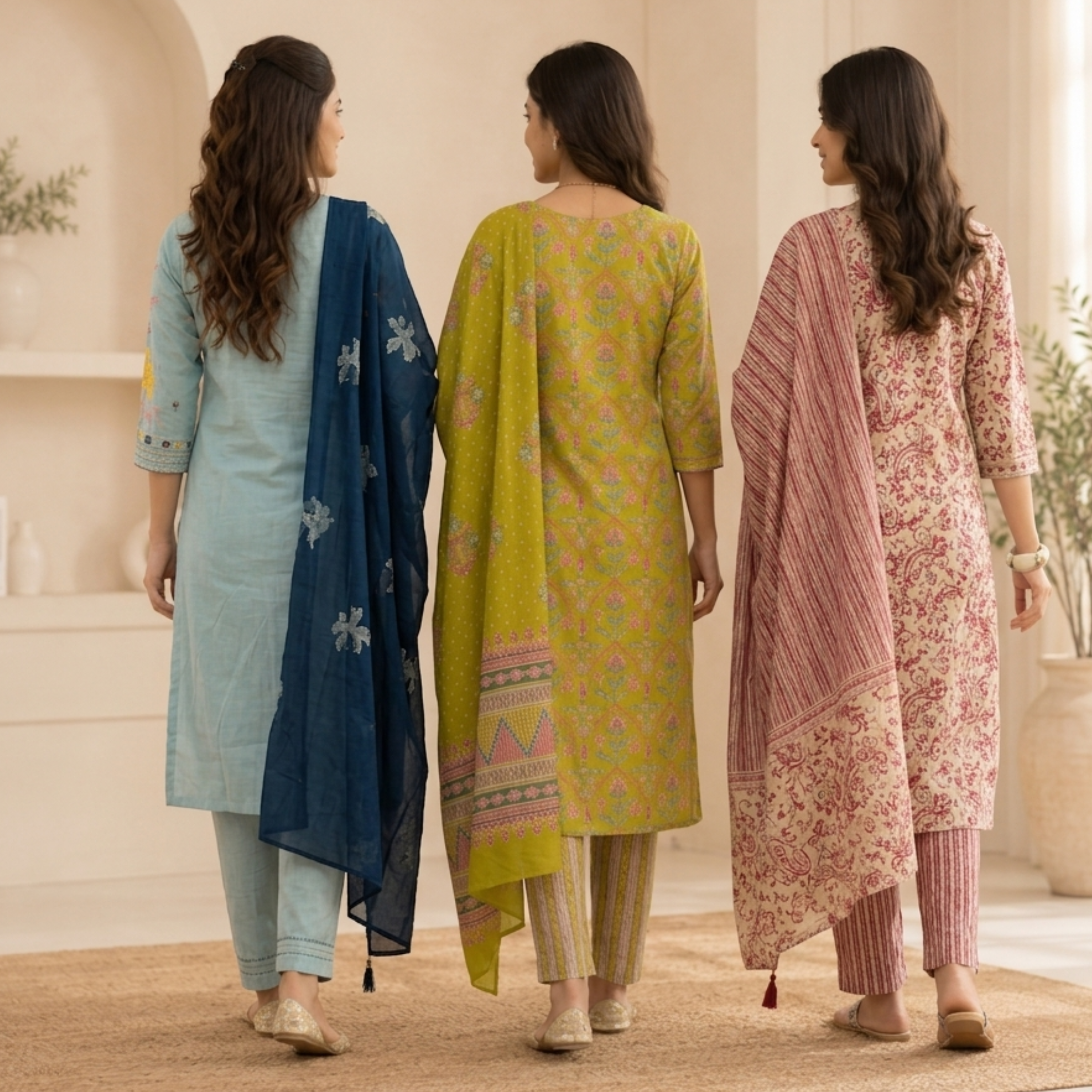 Women's Cotton Printed Kurta With Dupatta Sets (N-8)