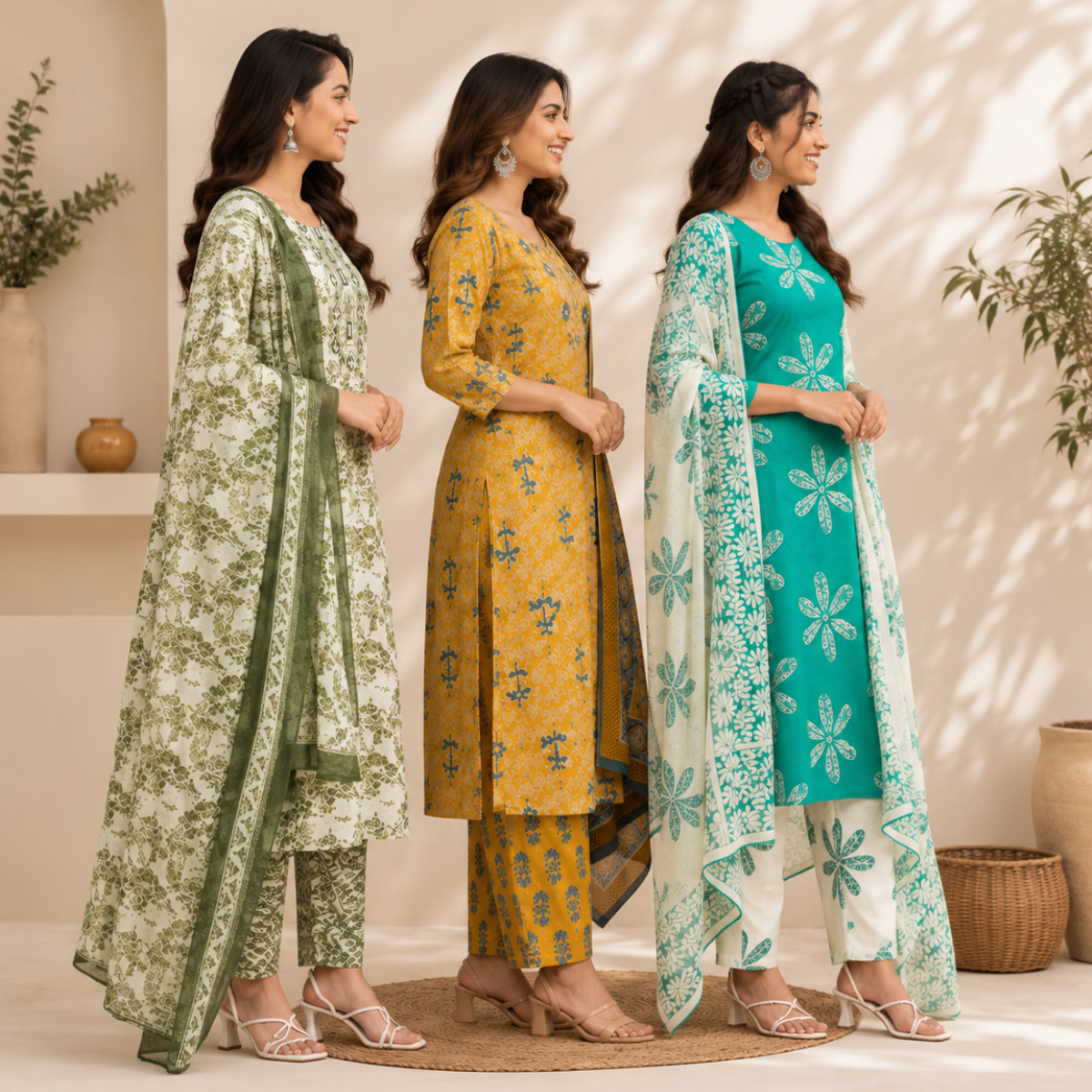 Women's Printed Kurta Set with Dupatta ( D10 )
