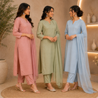 3 Combo Kurta Sets With Dupatta + Bottom (A10)