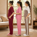 Women's Coords T-Shirts With Trousers Set of 3 (T-9)