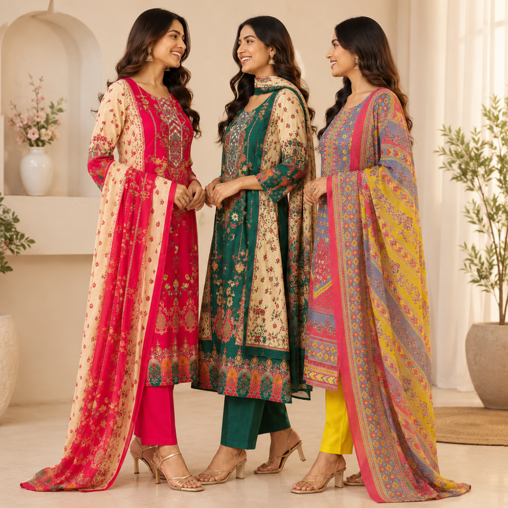 Women's Printed Kurta Set with Dupatta ( D1 )