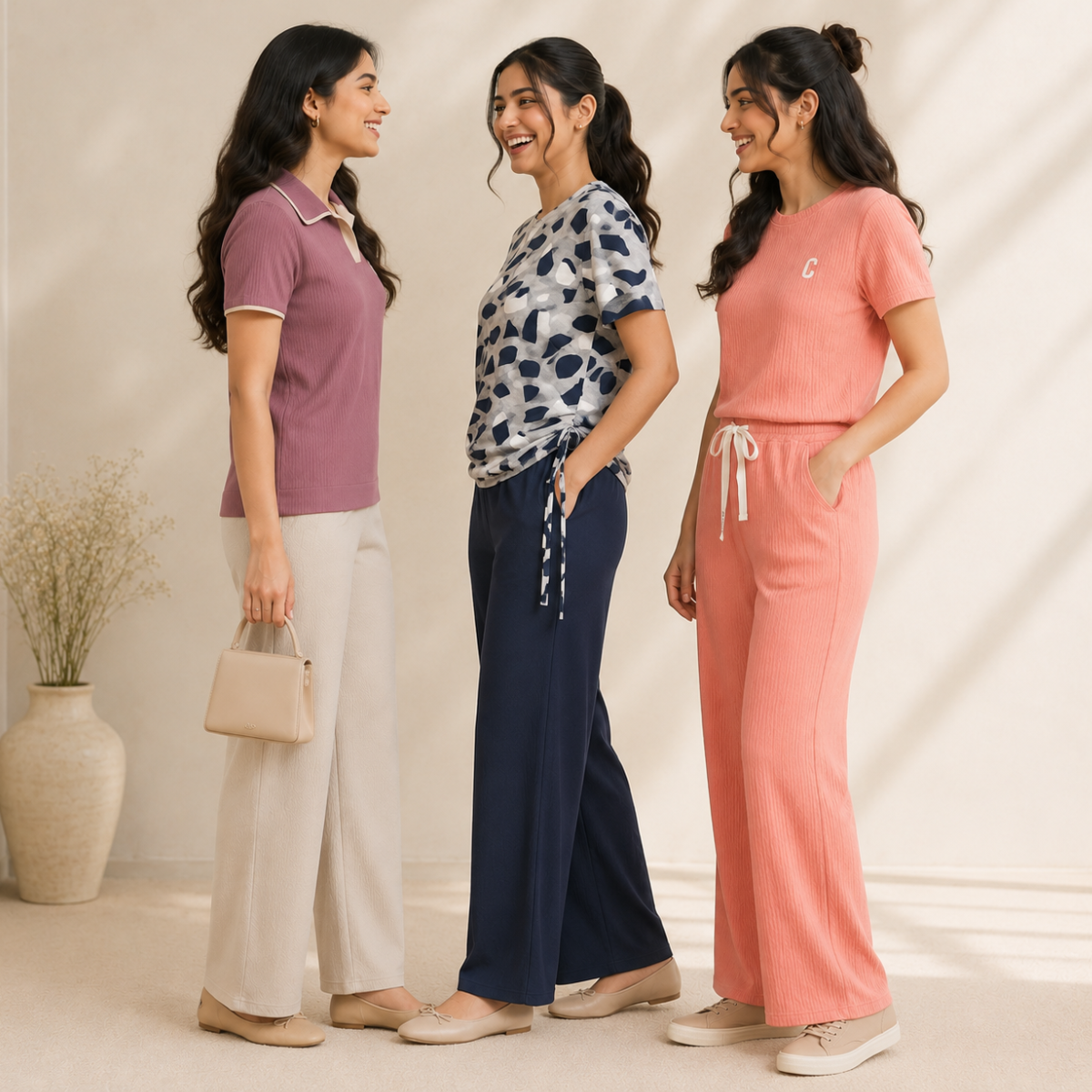 Women's Casual T-Shirt With Trouser Set ( S1 )