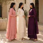 3 Women's Embroidered Kurta Set with Dupatta ( E1 )