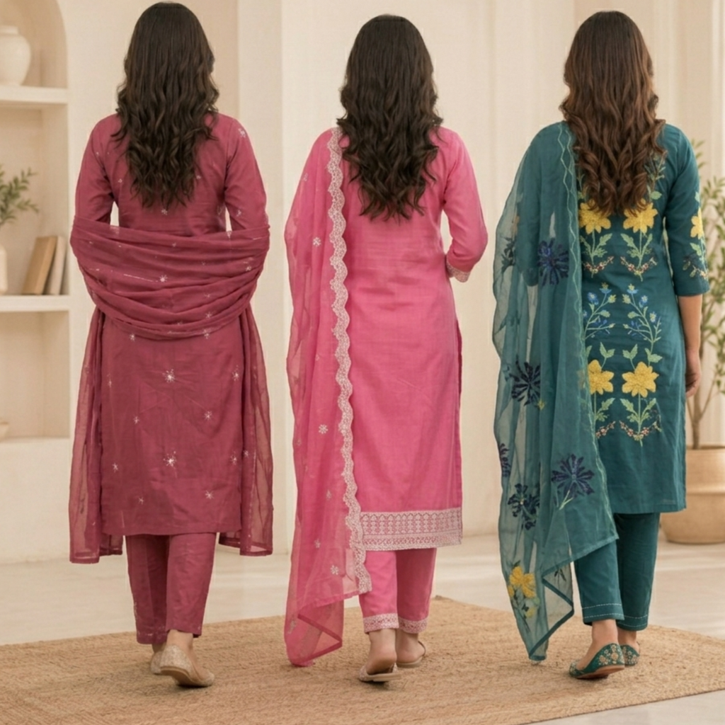 Women's Cotton Printed Kurta With Dupatta Sets (N-9)