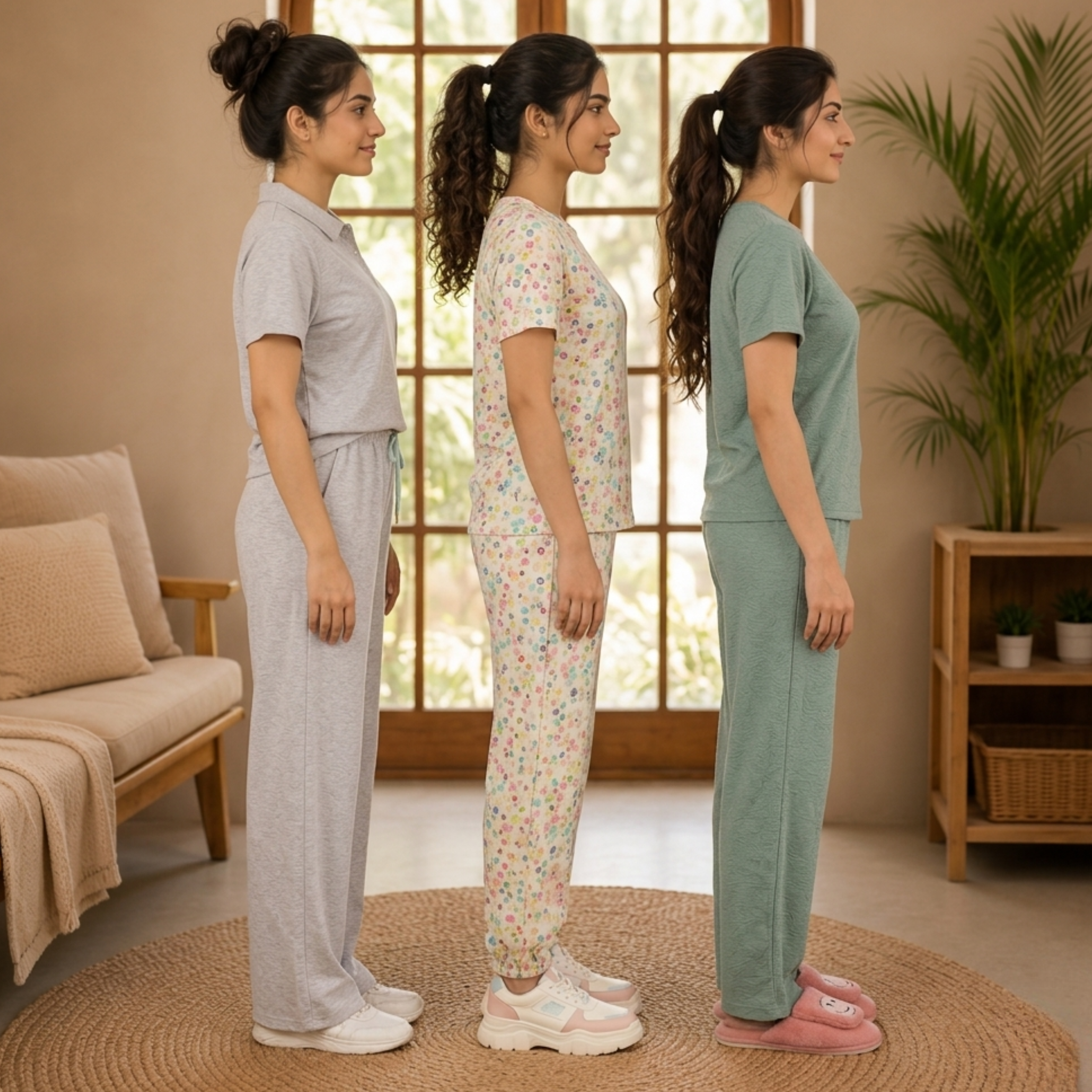 Women's Coords T-Shirts With Trousers Set of 3 (T-6)