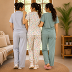 Women's Coords T-Shirts With Trousers Set of 3 (T-6)