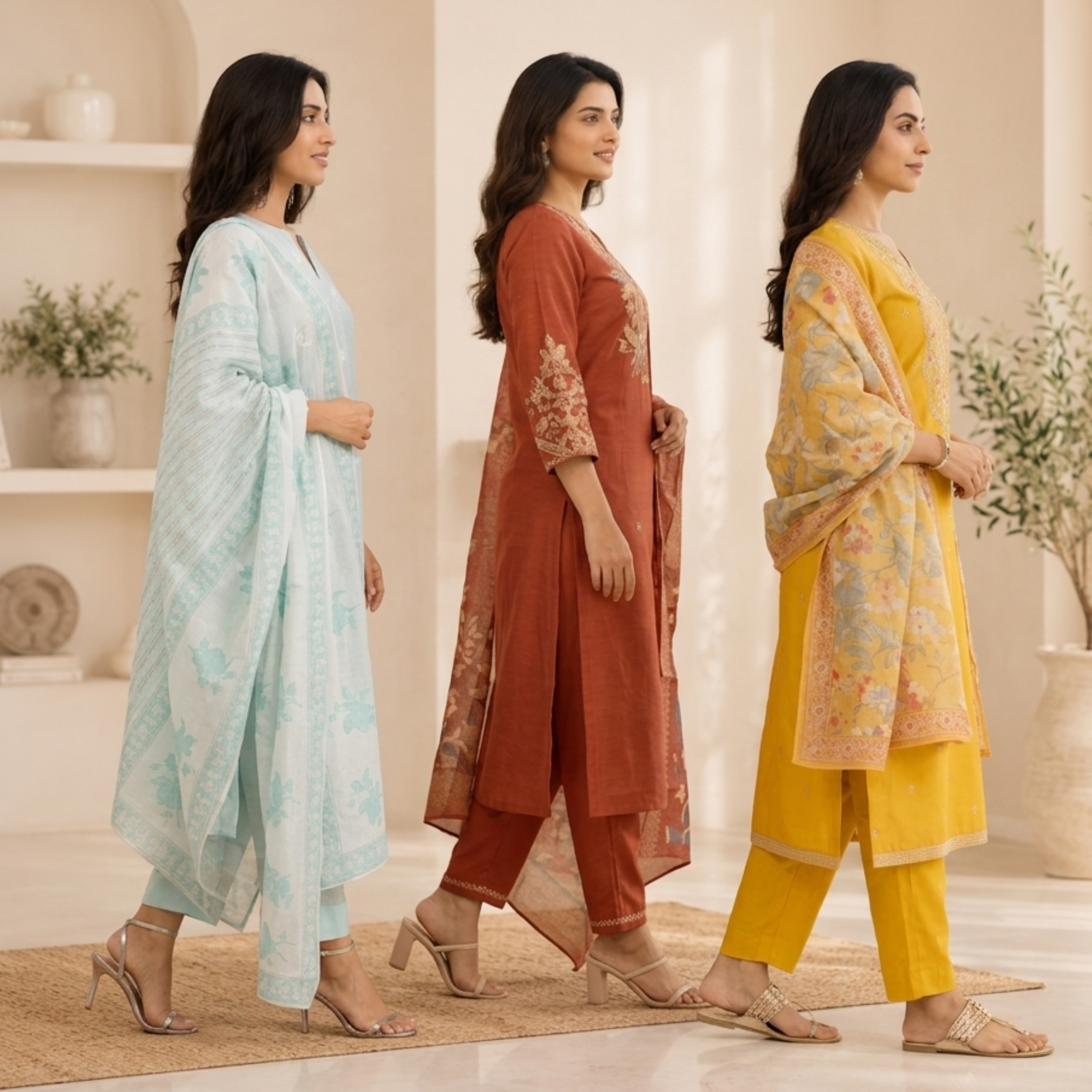 Women's Cotton Printed Kurta With Dupatta Sets (N-10)