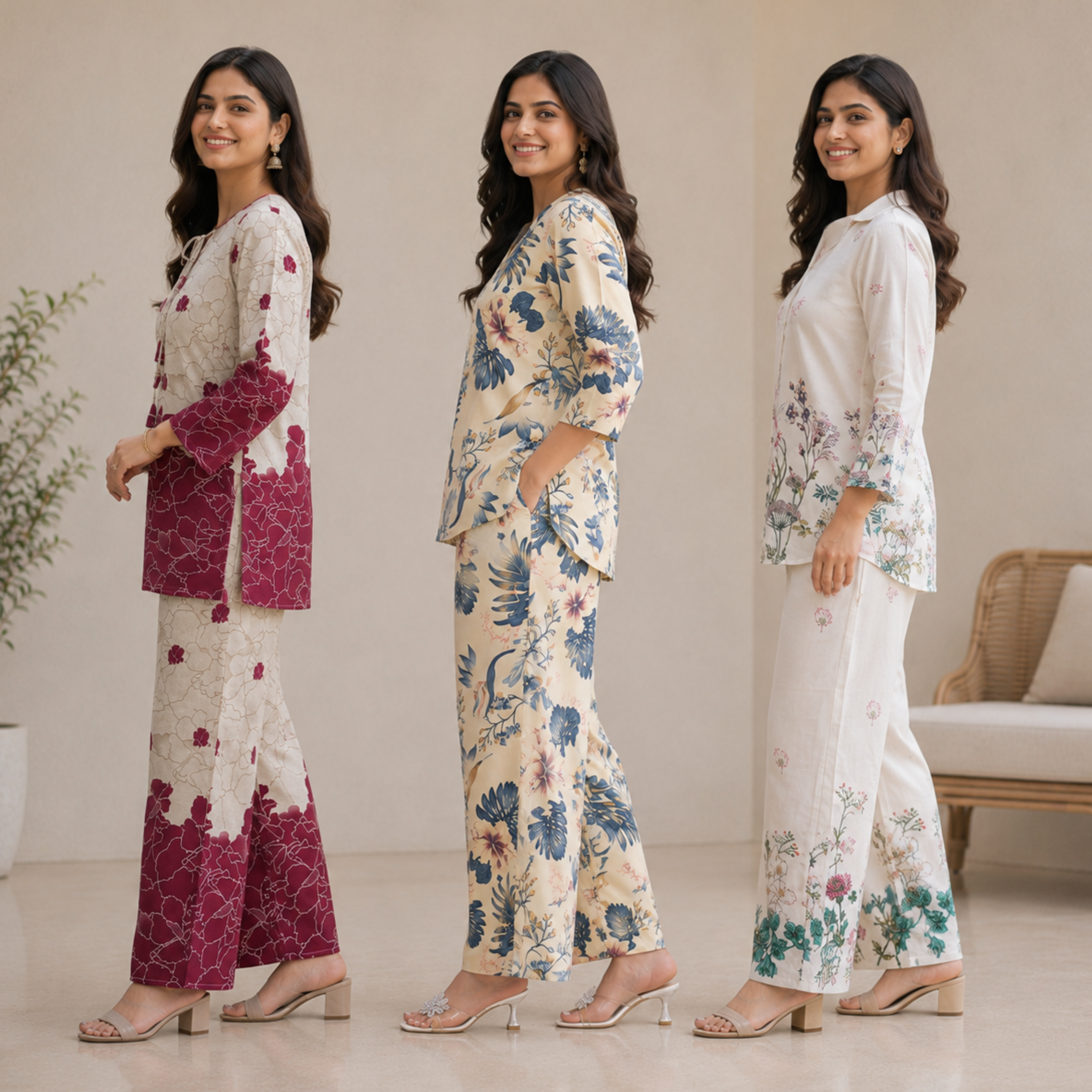 3 Combo Women's Cotton Coord Set (C-4)