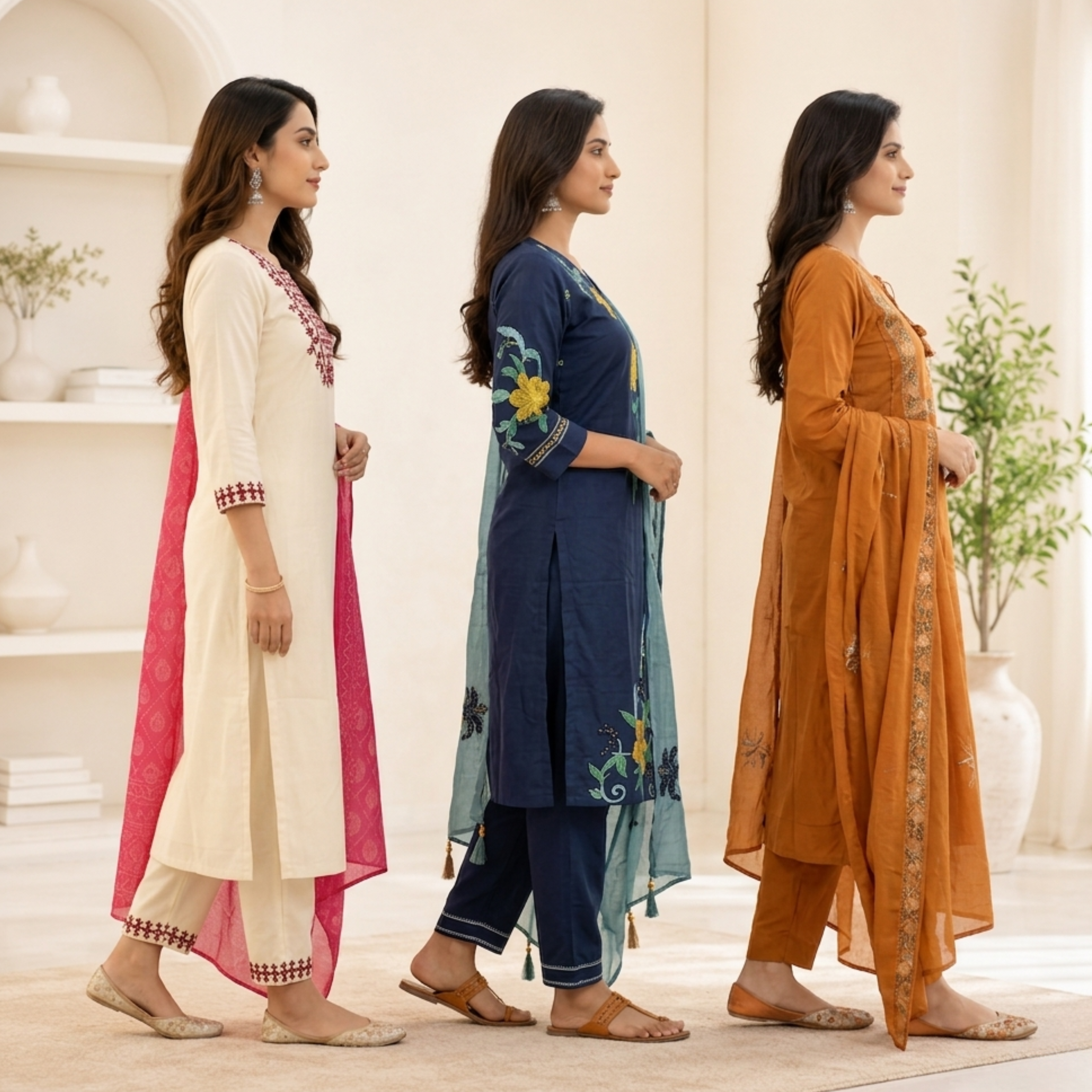 Women's Cotton Printed Kurta With Dupatta Sets (N-1)
