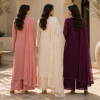 3 Women's Embroidered Kurta Set with Dupatta ( E1 )