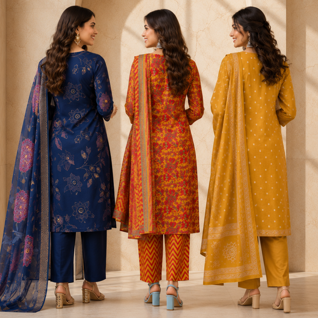 3 Women's Cotton Kurta Set with Dupatta | Daily Comfort  ( CK-01 )