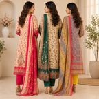 Women's Printed Kurta Set with Dupatta ( D1 )