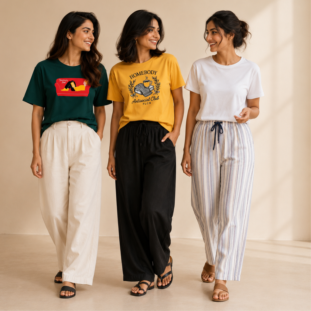 3 Sets Women's T-Shirts With Trousers (K-3)