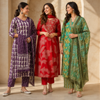 3 Women's Cotton Kurta Set with Dupatta | Daily Comfort  ( CK-02 )