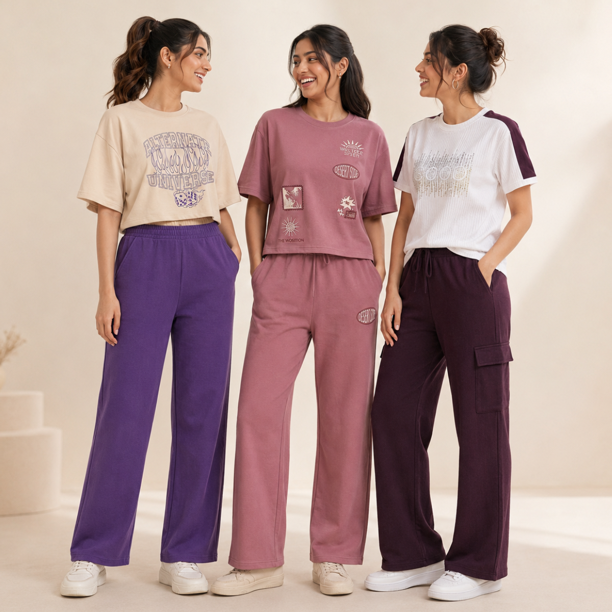 Women's Casual T-Shirt With Trouser Set ( S2 )