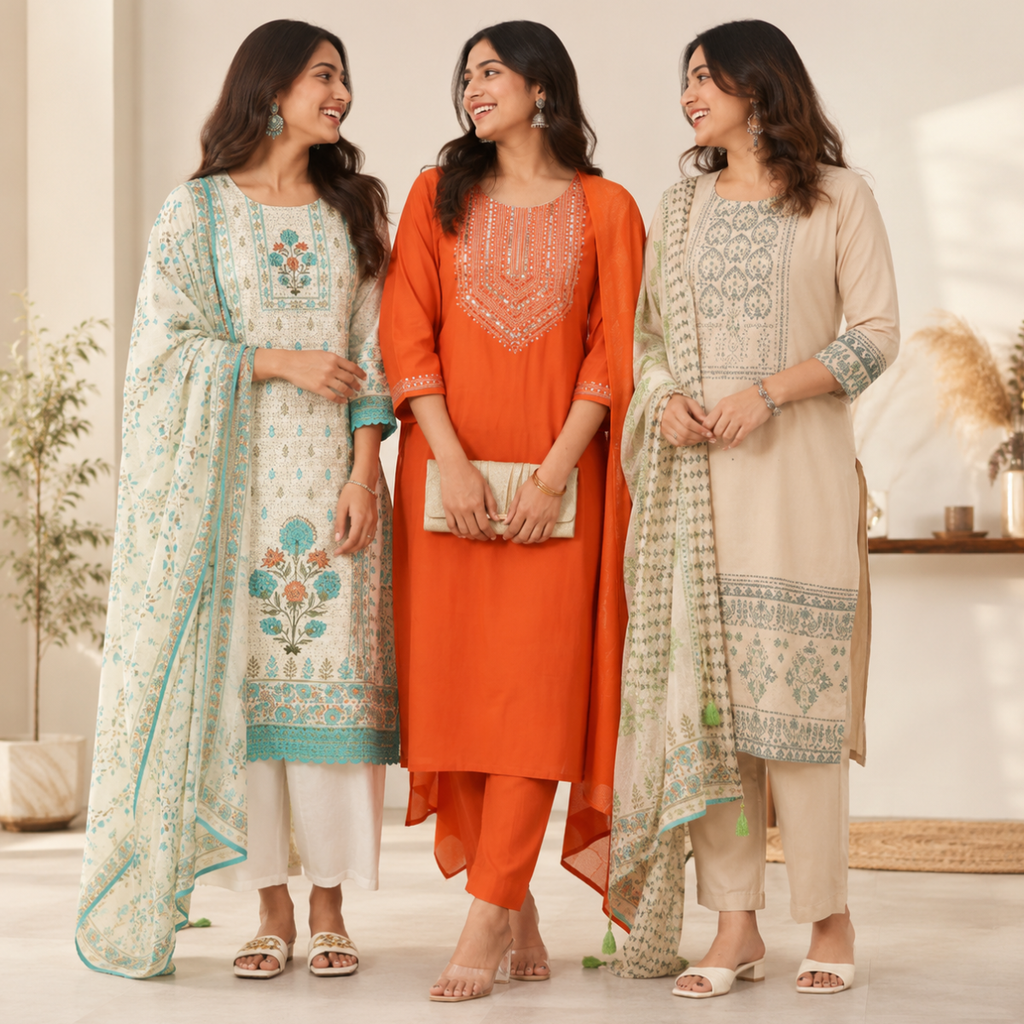 Women's Printed Kurta Set with Dupatta ( D2 )