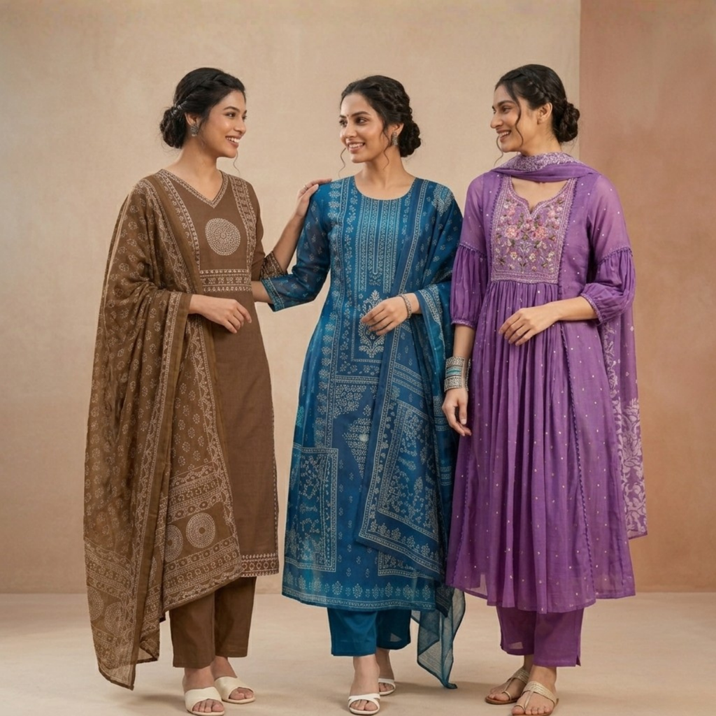 3 Kurta Sets with Dupatta (KS-5)