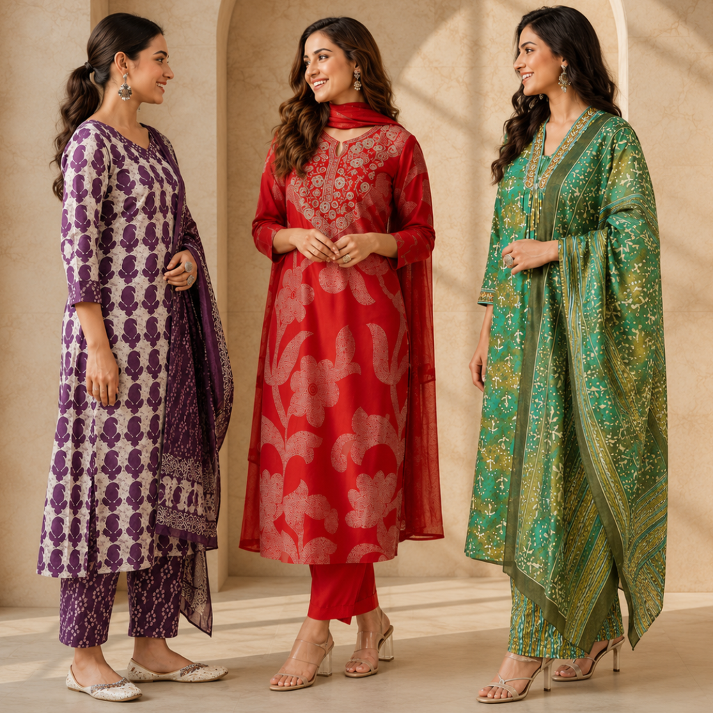 3 Women's Cotton Kurta Set with Dupatta | Daily Comfort  ( CK-02 )