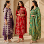 3 Women's Cotton Kurta Set with Dupatta | Daily Comfort  ( CK-02 )