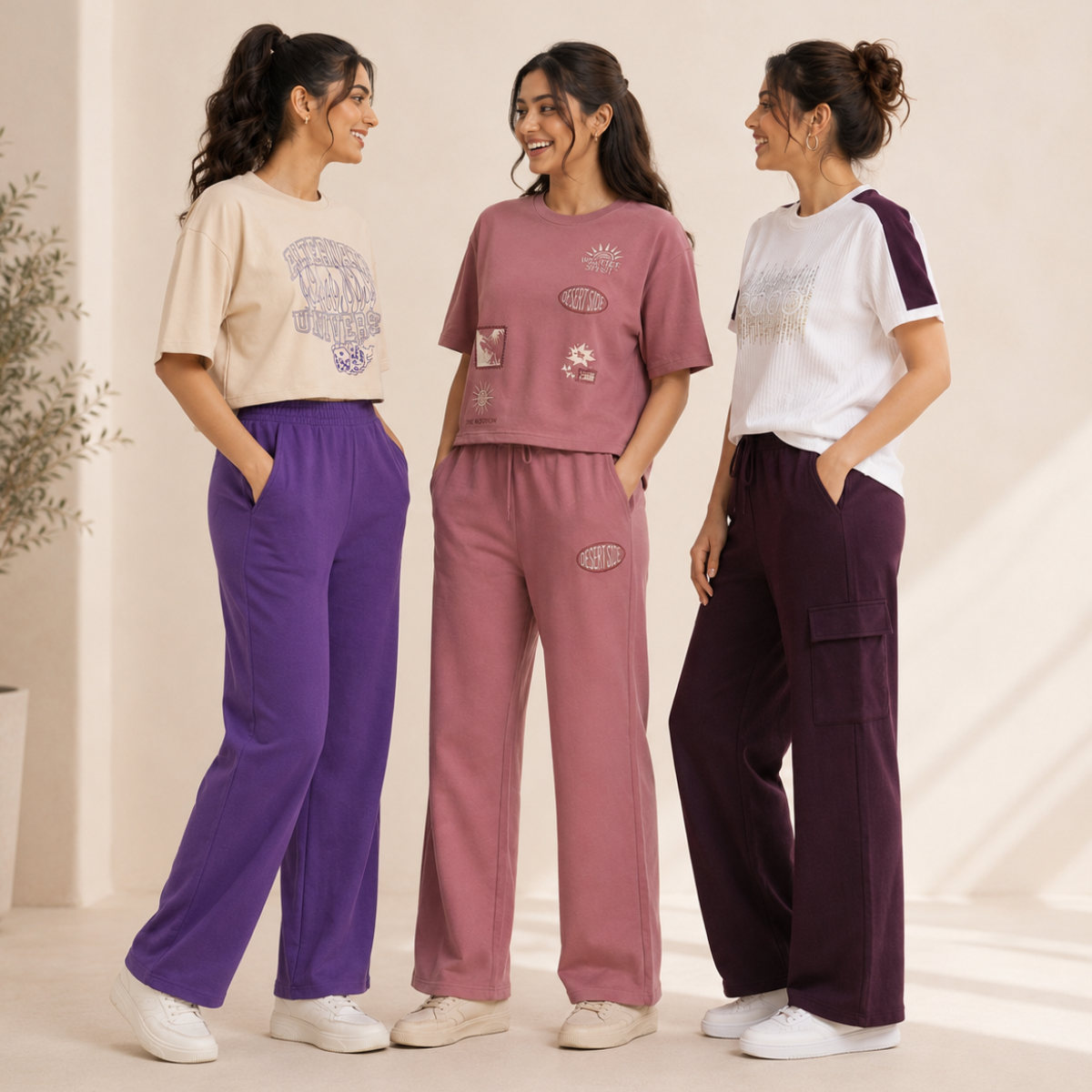 Women's Casual T-Shirt With Trouser Set ( S2 )
