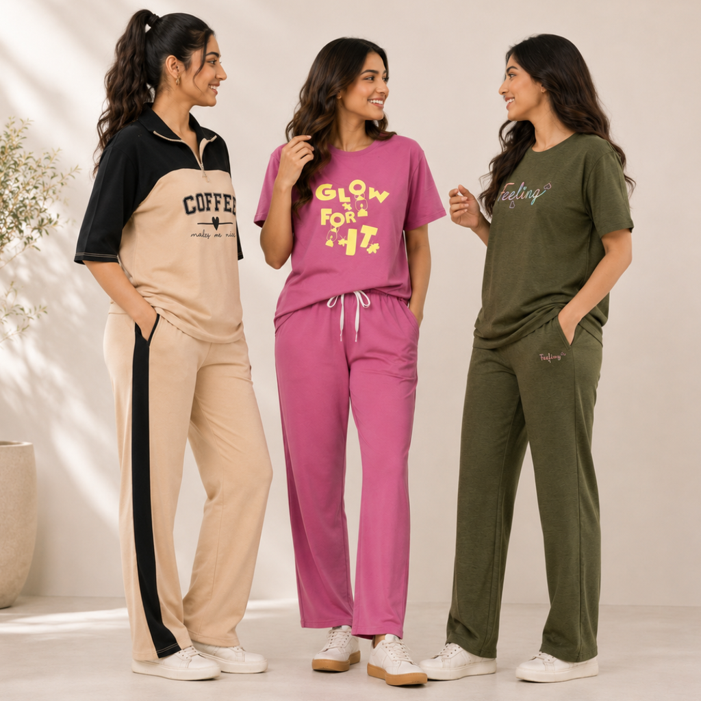 Women's Casual T-Shirt With Trouser Set ( S7 )