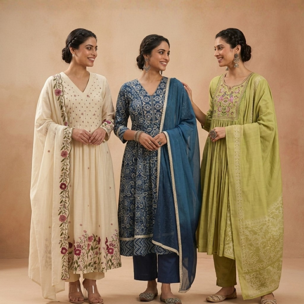 3 Kurta Sets with Dupatta (KS-6)