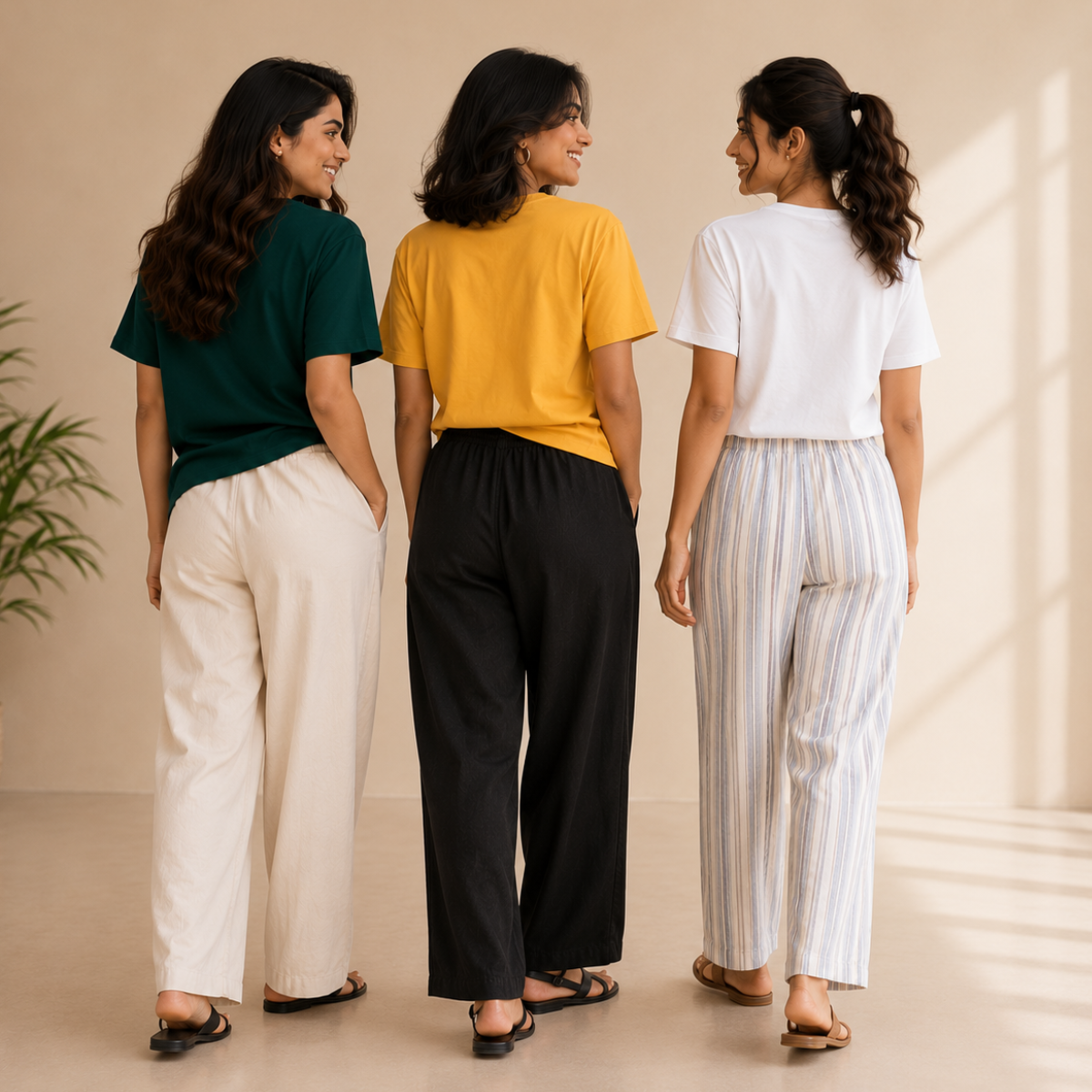 3 Sets Women's T-Shirts With Trousers (K-3)