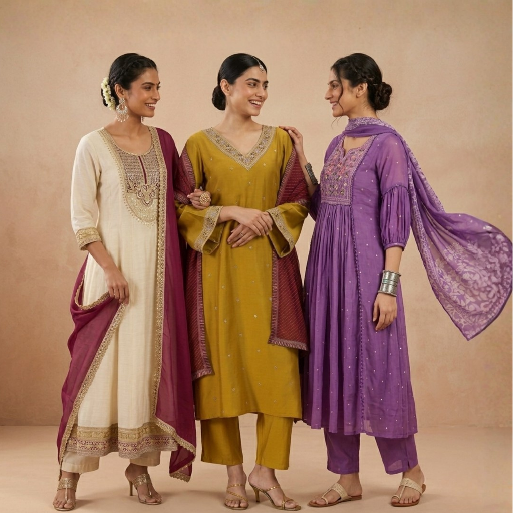 3 Kurta Sets with Dupatta (KS-7)