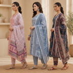 Women's Cotton Printed Kurta With Dupatta Sets (N-3)