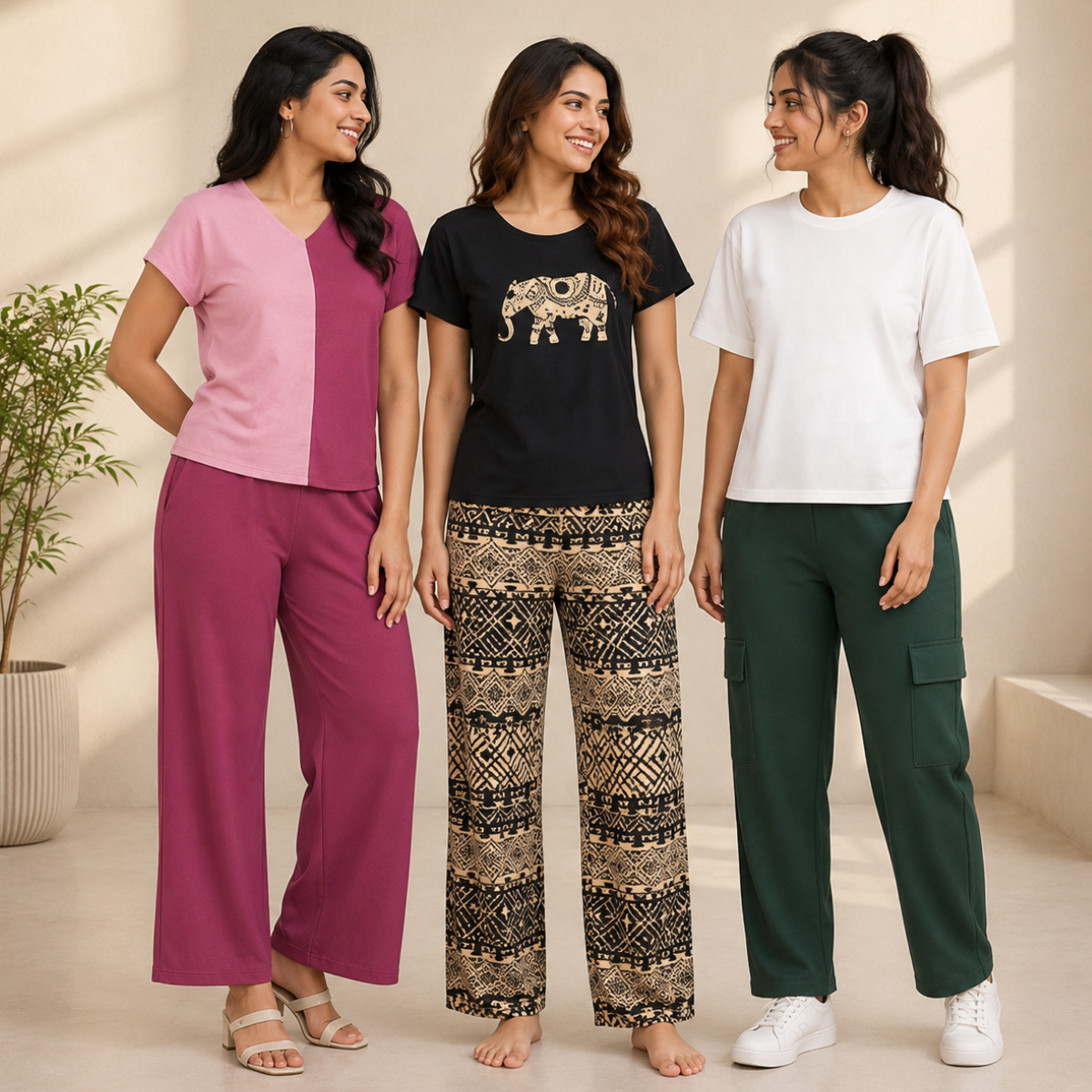 Pack of 3 T-Shirt With Trouser | Cotton ( C3 )