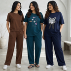 3 Pack T-Shirt With Trousers for Women ( S-3 )