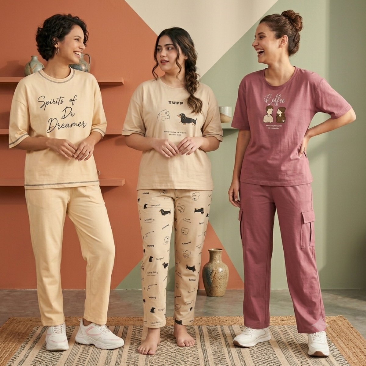 3 Combo T-Shirts With Bottom (T-3)
