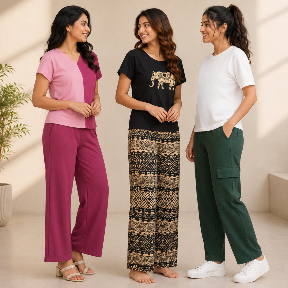 Pack of 3 T-Shirt With Trouser | Cotton ( C3 )