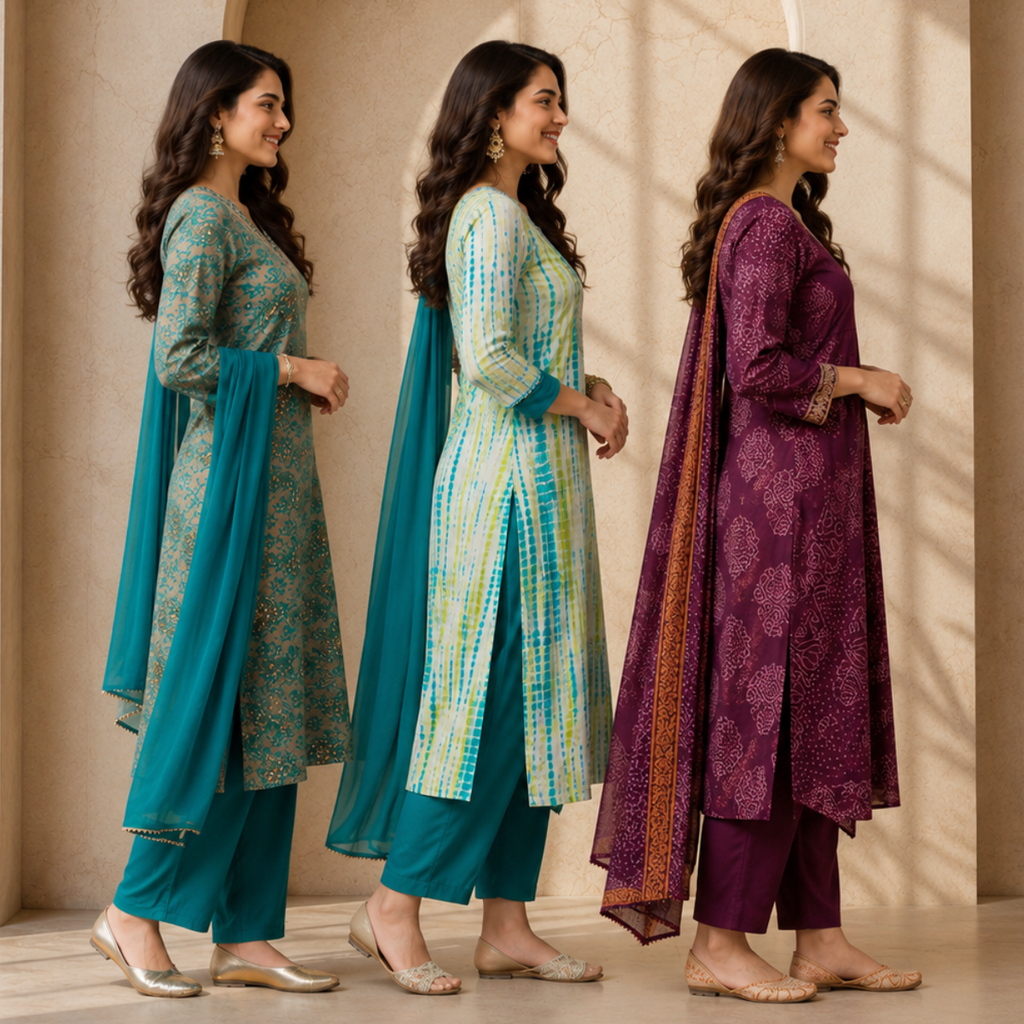 3 Women's Cotton Kurta Set with Dupatta | Daily Comfort  ( CK-03 )