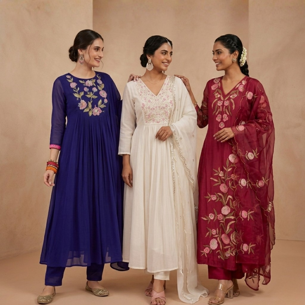 3 Kurta Sets with Dupatta (KS-9)
