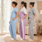 Women's Coords T-Shirts With Trousers Set of 3 (T-8)