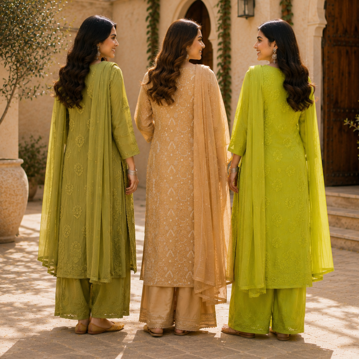 3 Women's Embroidered Kurta Set with Dupatta ( E3 )