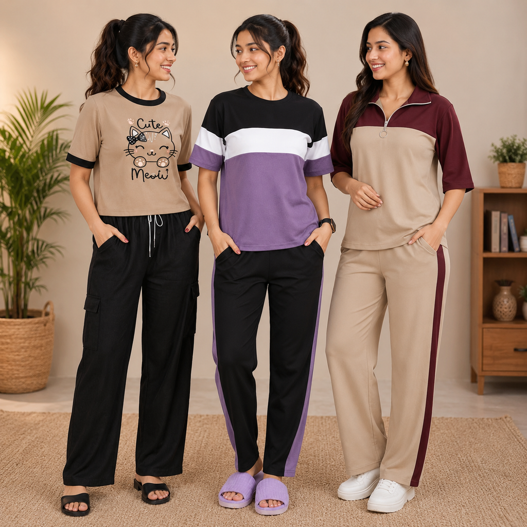 Pack of 3 T-Shirt With Trouser | Cotton ( C8 )