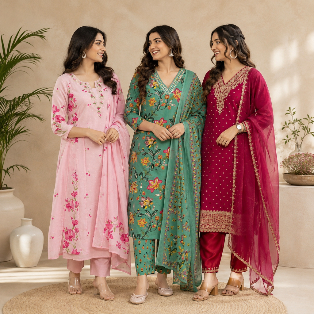 3 Kurta Sets With Dupatta | Ethnic look | (N-7)