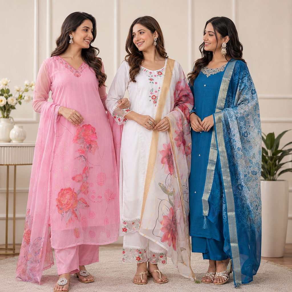 3 Kurta Sets With Dupatta | Ethnic look | (N-6)