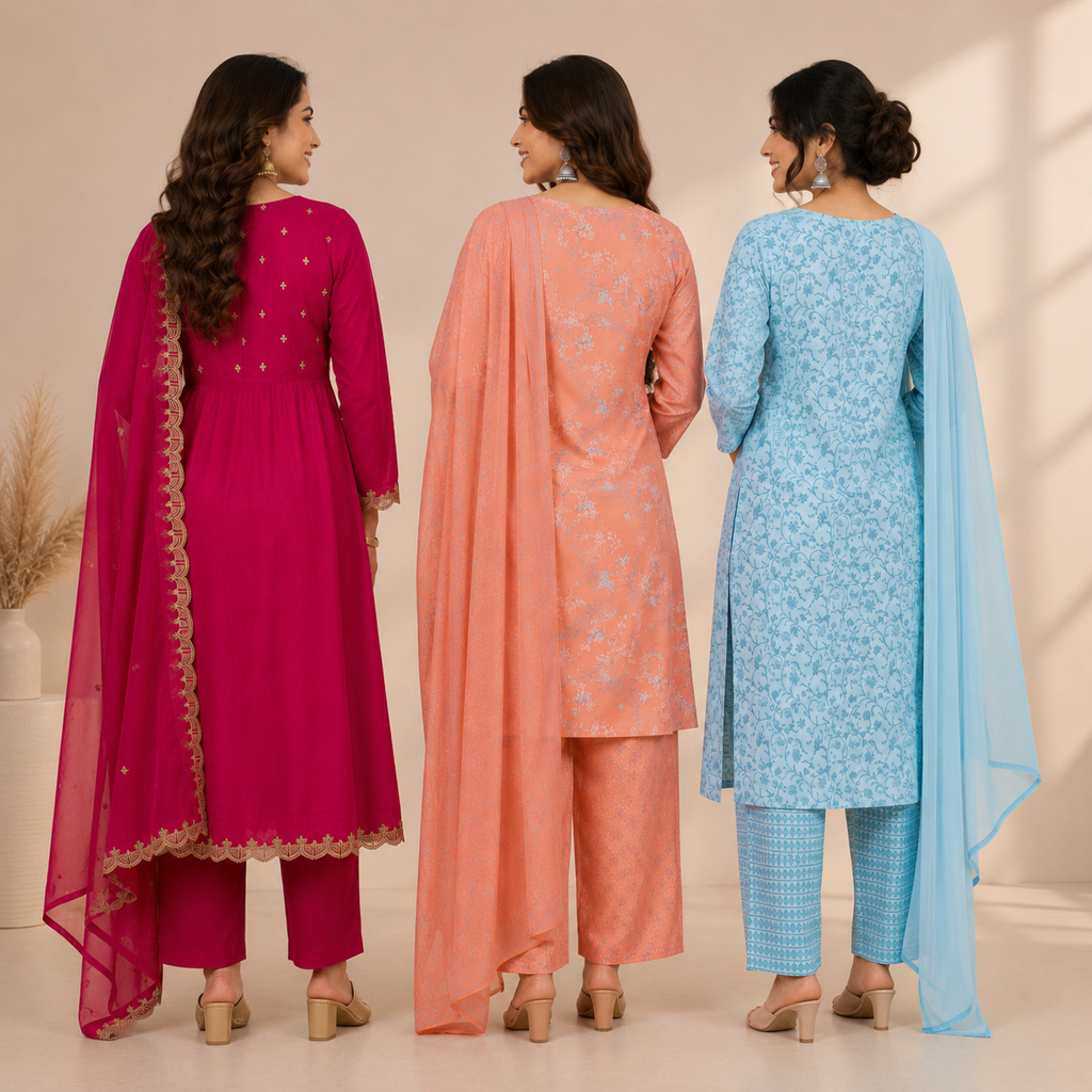 3 Kurta Sets With Dupatta | Ethnic look | (N-4)