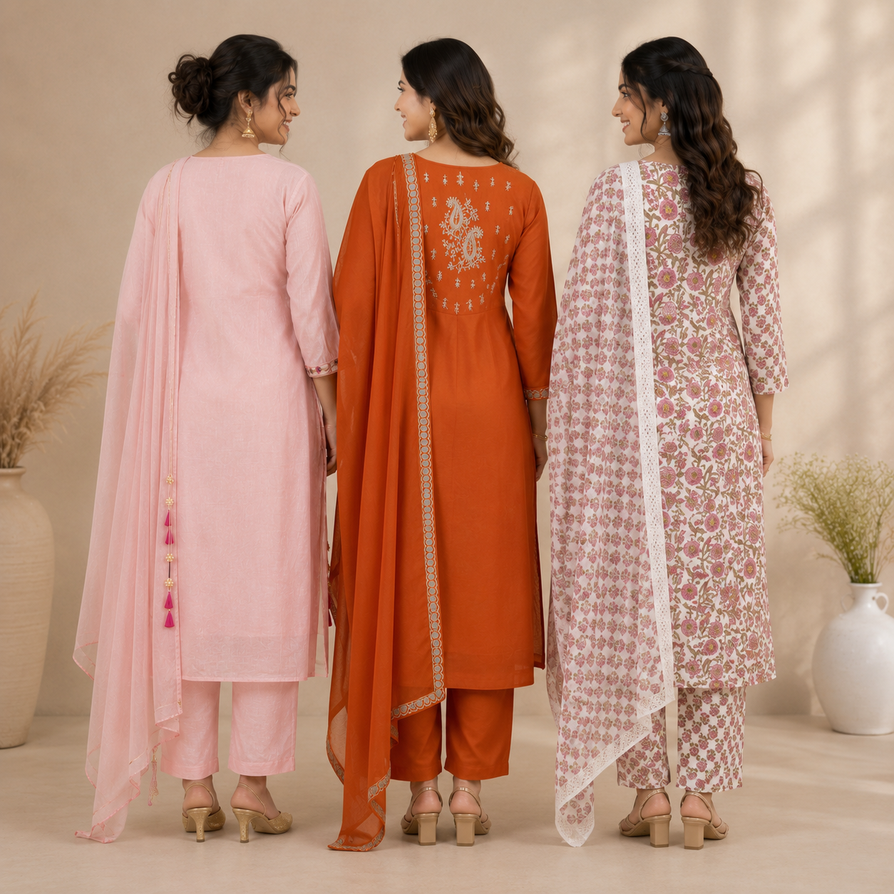 3 Kurta Sets With Dupatta | Ethnic look | (N-3)