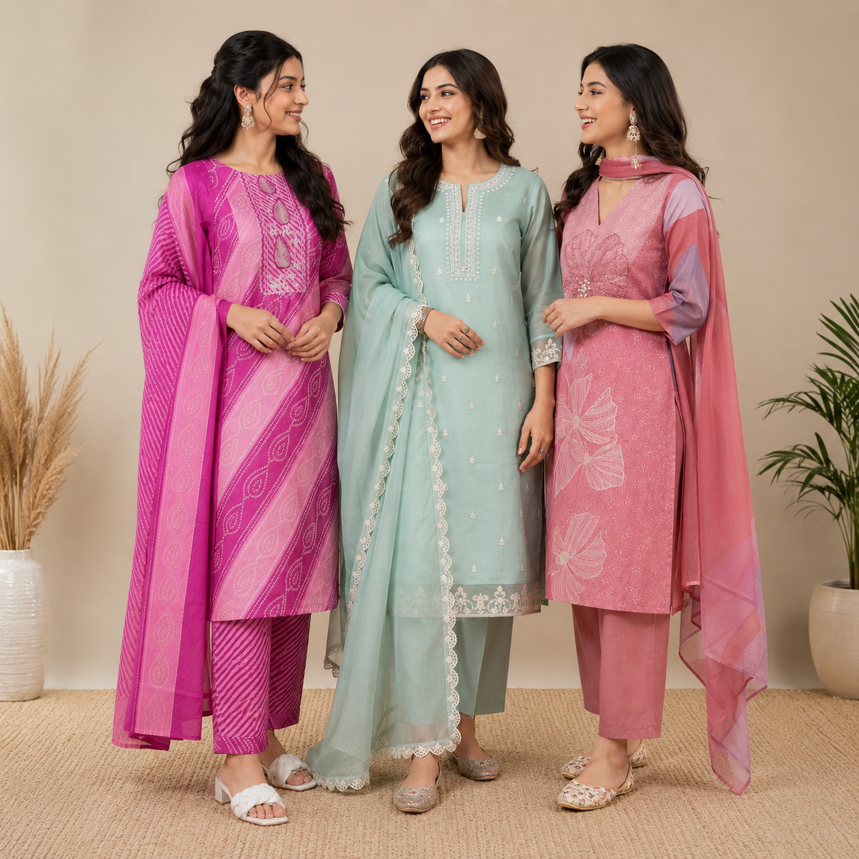 3 Kurta Sets With Dupatta | Ethnic look | (N-2)
