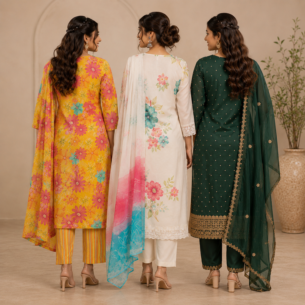 3 Kurta Sets With Dupatta | Ethnic look | (N-8)