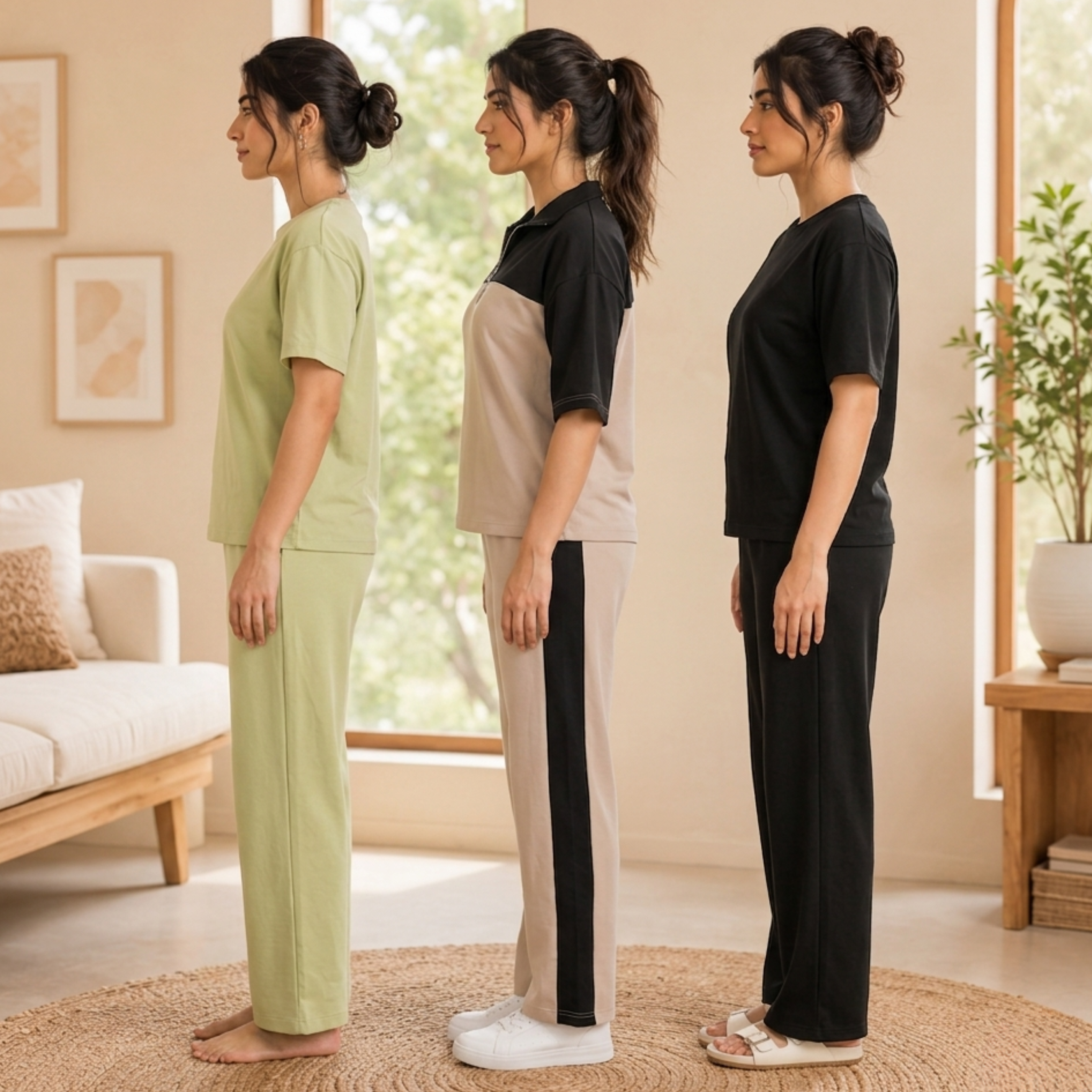 Women's Coords T-Shirts With Trousers Set of 3 (T-10)